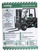 flt-de-etsi-51-10 Brady Black on Blue, Green Safety Forklift Tag, German Language, 10 per Pack