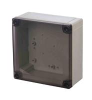 pc-12575-ht-enclosure Fibox Grey Polycarbonate Enclosure, IP66, IP67, IK08, Smoked Grey Lid, 130.1 x 130.1 x 75mm