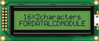 fc1602b01-rnnybw-66se Fordata FC1602B01-RNNYBW-66SE FC Alphanumeric LCD Graphic Display, Green, Yellow on, 2 Rows by 16 Characters, Reflective
