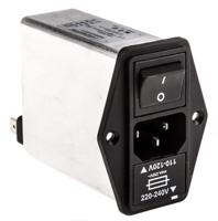 fn393-25-05-11 Schaffner 2.5A, 250 V ac Male Panel Mount IEC Filter 2 Pole FN393-2.5-05-11, Faston 1 Fuse
