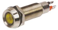 508-521-21 Marl Yellow Panel Mount Indicator, 12V dc, 8.1mm Mounting Hole Size, Solder Tab Termination, IP67