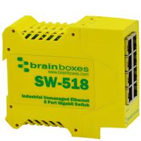 sw-518 Brainboxes Industrial Ethernet Switch, 8 RJ45 Ports