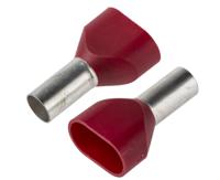 twe10-12 JST, TWE Insulated Crimp Bootlace Ferrule, 12mm Pin Length, 5.8mm Pin Diameter, 2 x 10mm² Wire Size, Red