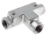 763-9223 RS PRO Inspection Tee, Conduit Fitting, 20mm Nominal Size, Steel, Silver
