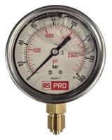 179-996 RS PRO BSP 1/4 Analogue Pressure Gauge 160bar Bottom Entry 63mm Outside Diameter