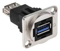 907-5621 RS PRO Straight, Panel Mount, Socket- Single Port Type A to A 3.0 USB Connector