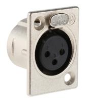 nc3fp-1 Neutrik Panel Mount XLR Connector, Female, 50 V, 3 Way, Silver over Nickel Plating