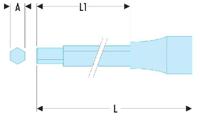 shp5ela Facom 1/2 in Drive Bit Socket, Hex Bit, 5mm, 180 mm Overall Length