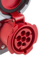 5173257-7 Scame, Optima IP67 Red Wall Mount 6P + E Right Angle Industrial Power Socket, Rated At 32A, 415 V