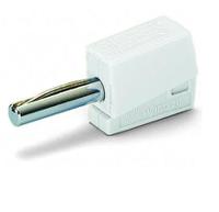 215-611 WAGO White Male Banana Plug, 4 mm Connector, Cage Clamp Termination, 20A, 42V, Nickel Plating
