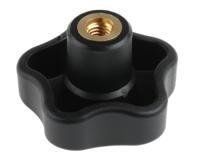 69956 Elesa  Black Multiple Lobes Clamping Knob, M8, Threaded Through Hole