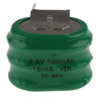 525-792 RS PRO 3/V 160H 3.6V NiMH Button Rechargeable Battery, 160mAh