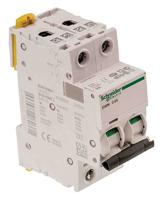 a9f75202 Schneider Electric Acti 9 iC60N MCB, 2P, 2A Curve D, 400V AC, 12 → 144V DC, 6 kA Breaking Capacity