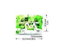 2004-1207 WAGO  TOPJOB S, 2004 Series Green/Yellow, 4mm², Single-Level, Push-In Cage Clamp Termination, ATEX, IECEx