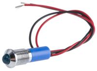 723-9476 RS PRO Blue Panel Mount Indicator, 24V dc, 8mm Mounting Hole Size, Lead Wires Termination, IP67