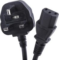 123-0955 RS PRO Straight IEC C13 Socket to Right Angle Type G UK Plug Power Cord, 3m