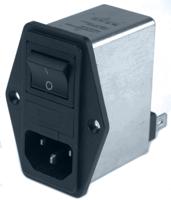 fn283-6-06 Schaffner 7.2A, 250 V ac Male Flange Mount IEC Inlet Filter 2 Pole FN283-6-06, Faston 1 Fuse