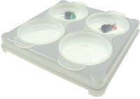mb1004a Licefa 4 Cell Transparent Plastic Compartment Box, 10mm x 75mm x 75mm