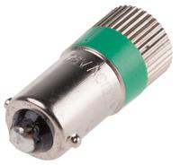 205-066 RS PRO Green LED Indicator Lamp, 28V dc, BA9s Base, 10mm Diameter, 170/160mcd