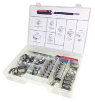 175-7149 RS PRO 70 Piece Stainless Steel 304 Worm Drive Hose Clip Kit, 9.5 → 12mm and 25 → 35mm Inside Diameter