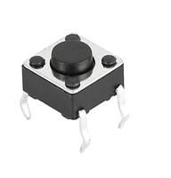 13019306 Schurter IP40 Black Button Tact Switch, SPST 0.05VA 9.5mm Through Hole