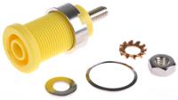 seb-6445-ni-ge Schutzinger Yellow Female Banana Socket, 4 mm Connector, Screw Termination, 32A, 1000V, Nickel Plating