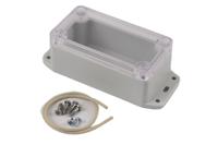 rp1030bfc Hammond RP Series Light Grey Polycarbonate General Purpose Enclosure, IP65, Flanged, Clear Lid, 95 x 50 x 40mm