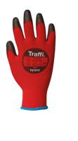 tg1010-09-pk Traffi Classic Red Nylon Polyurethane General Handling Gloves, Size 9, Polyurethane Coating