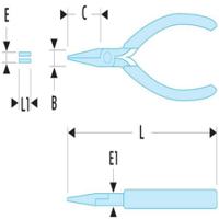 401 Facom Flat Nose Pliers, 160 mm Overall, Straight Tip