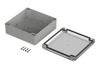 07415156-xm-151506-g-7035 Bopla Euromas X Series Light Grey Polycarbonate Enclosure, IP66, IP68, IK07, Clear Lid, 149.9 x 149.9 x 60mm