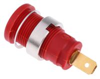 972355101 Hirschmann Test & Measurement Red Female Banana Socket, 4 mm Connector, Tab Termination, 25A, 1000V ac/dc, Gold Plating