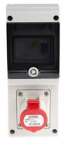 6321616-r Scame, DOMINO IP44 Red Wall Mount 3P + E RCD Industrial Power Connector Socket, Rated At 16A, 415 V
