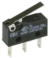 db1c-b1lb ZF Short Lever Micro Switch, Tab Terminal, 6 A @ 250 V ac, SPDT