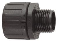 fpa21-m20b Flexicon Straight, Conduit Fitting, 21mm Nominal Size, M20, Nylon 66, Black IP66 rating