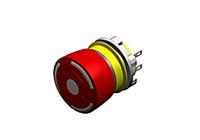 84-51200020 EAO 84 Series Twist Release Emergency Stop Push Button, Panel Mount, 22mm Cutout, 1NC, IP65