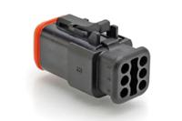 at06-6s-sr01blk Amphenol Industrial, AT Automotive Connector Plug Black Cable Mount 6 Way, Crimp Termination AT06-6S-SR01BLK