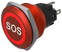 82-67511114b015 EAO Series 82 Series Illuminated Push Button Switch, Momentary, Flush Mount, 22mm Cutout, SPST, SPST, Red LED, 24V,