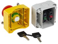 xalk188e Schneider Electric, Red/Yellow/Grey, Key Reset 40mm Mushroom Head Emergency Button