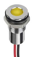 132-9125 RS PRO Yellow Panel Mount Indicator, 24V dc, 8mm Mounting Hole Size, Lead Wires Termination, IP67