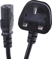 731-6185 RS PRO Straight IEC C13 Socket to Right Angle Type G UK Plug Power Cord, 2.5m