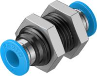 qss-6 Festo QSS Series Bulkhead Tube-to-Tube Adaptor, Push In 6 mm to Push In 6 mm, Tube-to-Tube Connection Style, 153158