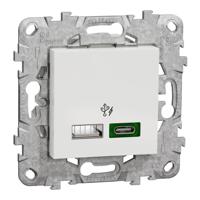 nu501318 Schneider Electric White 2 Gang USB Socket, 1.5 A, 3 A, USB A, USB C, Indoor Use