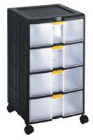 838-6539 RS PRO 4 Drawer Storage Unit, PP, 629mm x 391mm x 390mm, Black
