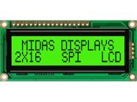 md21605g6w1-fptlrgbs Midas MD21605G6W1-FPTLRGBS Alphanumeric LCD Display, 2 Rows by 16 Characters
