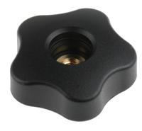 69956 Elesa  Black Multiple Lobes Clamping Knob, M8, Threaded Through Hole