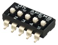 ikd0503101 APEM 5 Way Surface Mount DIP Switch SPST, Raised Actuator Slide Actuator