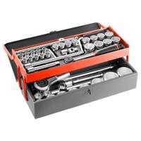 sk453n Facom 40-Piece Metric 1/2", 3/4" Standard Socket Set with Ratchet, 6 point