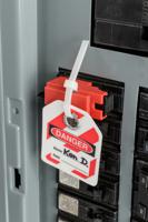 taglock-switch-w-hole-circt-brk-lo-ea Brady Red 1-Lock Fibreglass Reinforced Nylon Circuit Breaker Switch Lockouts, 7.37mm Shackle