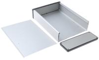 1455t2201 Hammond 1455 Series Silver Anodised Aluminium Enclosure, IP54, Silver Anodized Lid, 220 x 160 x 51.5mm