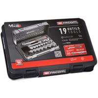 s161-2p6pb Facom 19-Piece Metric 1/2 in Standard Socket Set with Ratchet, 6 point